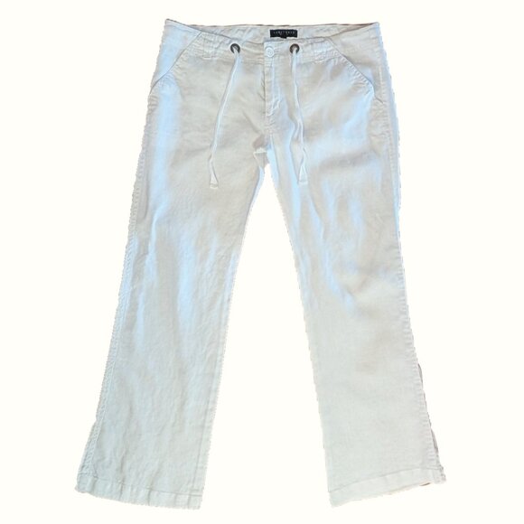 Sanctuary White Linen Straight Leg Pants Sz 10 - Picture 1 of 7